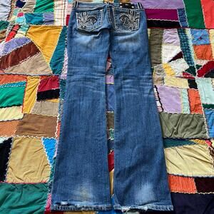 Y2K Miss Me Embedded Acid Washed Bootcut Blue Jeans 29W